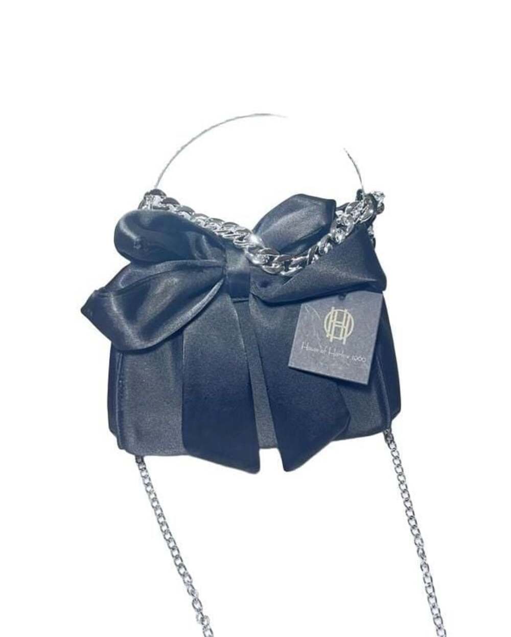 House of Harlow 1960 Satin Bow Crossbody Evening Bag Black Style YG72318
